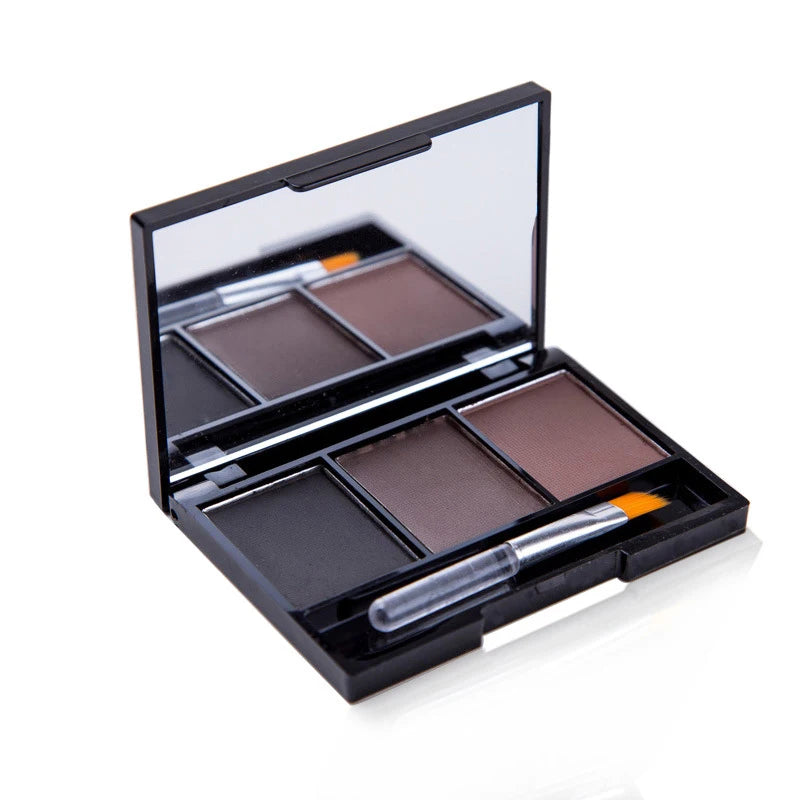 3 Color Eyebrow Powder Palette Cosmetic 3D Eye Brow Enhancer Professional Waterproof Makeup Eye Shadow with Brush Mirror Box