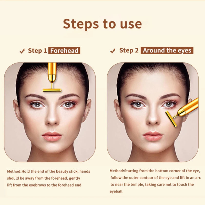 Revitalize Your Skin with the T-Shape 24K Electric Facial Massager - Vibrating Beauty Bar for Tightening and Slimming