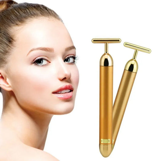 Revitalize Your Skin with the T-Shape 24K Electric Facial Massager - Vibrating Beauty Bar for Tightening and Slimming